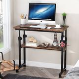 Height Adjustable Standing Laptop Table, Portable Desk for Sofa Bed with Wheels