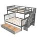 Stairway Twin-Over-Full Bunk Bed with Drawer, Storage and Guard Rail for Bedroom, Dorm, for Adults