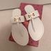 Tory Burch Shoes | Nib Tory Burch Ivory White Everly Flat Thong Sandals Sz 8.5 Gold Logo | Color: White | Size: 8.5