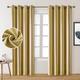 HOMEIDEAS 2 Panels Faux Silk Curtains Gold Blackout Curtains 52 X 84 Inch Drop Room Darkening Curtains for Bedroom, Thermal Insulated Window Drapes Curtains for Living Room