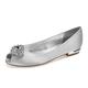 HYMYSUNY Ivory Bridal Flats Shoes for Wedding Womens Peep Toe Satin Rhinestones Ballet Flat Slip on Pumps,Silver,7 UK