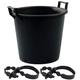 Muddy Hands 2 x 100 Litre Heavy Duty Large Plastic Plant Pots with Handles Outdoor Garden Tree Planters Containers (Comes with 2 x 40cm Soft Tree Ties)