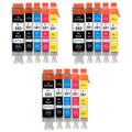 Go Inks 3 Set of 5 Ink Cartridges to replace PGI-580 & CLI-581 Compatible/non-OEM for PIXMA Printers (15 Pack)