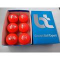 BT Red orange 142g Cricket Ball - Pack of 6 Genuine Leather Cricket Balls for International Standard Cricket | Bat-Friendly Hard Cricket Ball Made from Sustainable Sources | 142g for Kids & Ladies