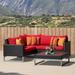 Lark Manor™ Antxon 4 Piece Sunbrella Sectional Seating Group w/ Cushions Synthetic Wicker/All - Weather Wicker/Metal/Wicker/Rattan in Brown | Outdoor Furniture | Wayfair