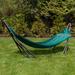 Wade Logan® Govan Portable Camping Hammock w/ Stand Polyester in Gray/Green/Brown | 38.5 H x 86.25 W x 86 D in | Wayfair
