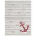 Gray/Red 86 x 62 x 0.4 in Area Rug - Beachcrest Home™ Area Rug in Ivory/Gray/Red Polypropylene | 86 H x 62 W x 0.4 D in | Wayfair