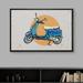 SIGNLEADER Framed Canvas Print Wall Art Blue Vespa w/ Orange Circle Background Transportation Shapes Illustrations Pop Art Chic Colorful Ultra For L Canvas | Wayfair