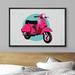 SIGNLEADER Framed Canvas Print Wall Art Hot Pink Vespa w/ Teal Circle Background Transportation Shapes Illustrations Pop Art Chic Colorful Ultra For Canvas | Wayfair