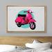 SIGNLEADER Framed Canvas Print Wall Art Hot Pink Vespa w/ Teal Circle Background Transportation Shapes Illustrations Pop Art Chic Colorful Ultra For Canvas | Wayfair