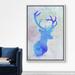 SIGNLEADER Framed Canvas Print Wall Art Spray Paint Effect Blue & Purple Elk Graffiti | 24 H x 16 W x 1.5 D in | Wayfair 8022271767521