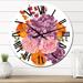 Designart 'Fall Flower Bouquet, Apple Berries And Leaves IV' Traditional wall clock