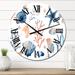 Designart 'Blue And Pink Seashells On White' Nautical & Coastal wall clock