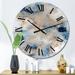 Designart 'Blue And Gold Marble Clouds I' Modern wall clock