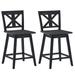 Set of 2 Swivel Counter Height Bar Stools with Solid Wood Legs - 20" x 18.5" x 38"(L x W x H)