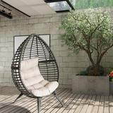 Outdoor Wicker Egg Chair with Cushion Lounge Chair Teardrop Chair