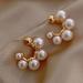 Free People Jewelry | Chunky Pearl Stud Earrings | Color: Gold | Size: Os