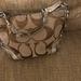 Coach Bags | Coach Carly Co826-10619 Gold Leather And Tan Canvas Shoulder Bag | Color: Brown/Gold | Size: Os