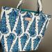 Lilly Pulitzer Bags | Lilly Pulitzer For Estee Lauder Canvas Tote/Beach Bag With Aqua Lining, Mint | Color: Blue/White | Size: 14”X17”
