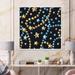 East Urban Home Blue & Gold Christmas Tree Stars - Glam Canvas Wall Art Print Canvas in Black/Blue/Yellow | 16 H x 16 W x 1 D in | Wayfair