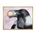 East Urban Home Black Raven w/ a Nut - Painting on Canvas Metal in Black/Indigo | 30 H x 40 W x 1.5 D in | Wayfair 4400560D82164E7C8DB0186175A09F3F