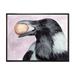 East Urban Home Black Raven w/ a Nut - Painting on Canvas Plastic in Black/Indigo | 34 H x 44 W x 1.5 D in | Wayfair