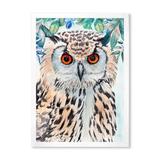 East Urban Home An Owl w/ Spotted White & Black Feathers I - Painting on Canvas Metal in Black/Brown/Green | 32 H x 24 W x 1 D in | Wayfair