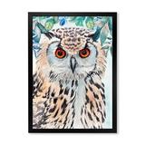 East Urban Home An Owl w/ Spotted White & Black Feathers I - Painting on Canvas Metal in Black/Brown/Green | 32 H x 16 W x 1 D in | Wayfair