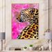 East Urban Home Golden Leopard w/ Black Spots on Pink - Print on Canvas Metal in Brown/Green/Pink | 32 H x 24 W x 1 D in | Wayfair