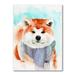 East Urban Home Funny Ginger Akita Inu Dog in a Lilac Scarf - Painting on Canvas Metal in Blue/Gray/Green | 32 H x 16 W x 1 D in | Wayfair