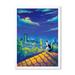 East Urban Home Moon Night Cat & Moon City Scene - Print on Canvas in Blue | 20 H x 12 W x 1 D in | Wayfair 8FE9C205027244869314C148BF738EFB