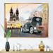 East Urban Home Old Retro Car on the Old Town Square in Prague - Print on Canvas Plastic in Black | 34 H x 44 W x 1.5 D in | Wayfair