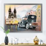 East Urban Home Old Retro Car on the Old Town Square in Prague - Print on Canvas in Black | 12 H x 20 W x 1 D in | Wayfair