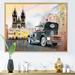 East Urban Home Old Retro Car on the Old Town Square in Prague - Print on Canvas in Black | 12 H x 20 W x 1 D in | Wayfair