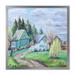 East Urban Home Spring Landscape w/ Little Houses in the Village - Painting on Canvas in Blue/Green | 17.5 H x 17.5 W x 1 D in | Wayfair