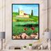 East Urban Home Country House, Two Red Flowers in the Green Fields - Painting on Canvas in Blue/Green/Yellow | 20 H x 12 W x 1 D in | Wayfair