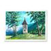 East Urban Home Little Chapel in the Mountains II - Painting on Canvas in Blue/Green | 12 H x 20 W x 1 D in | Wayfair