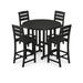 POLYWOOD® Lakeside 5-Piece Round Farmhouse Side Chair Bar Set Plastic in Gray | 48 W x 48 D in | Outdoor Furniture | Wayfair PWS616-1-GY