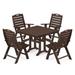 POLYWOOD® Nautical Folding Highback Chair 5-Piece Farmhouse Trestle Outdoor Dining Set Plastic | 37.63 W x 37.5 D in | Wayfair PWS639-1-MA