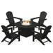 POLYWOOD® Nautical 5-Piece Adirondack Chair Conversation Set w/ Fire Pit Outdoor Table Plastic | Wayfair PWS707-1-BL