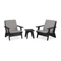 POLYWOOD® Riviera Modern Lounge 3-Piece Set Plastic in Black | Outdoor Furniture | Wayfair PWS391-2-BL145980