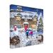 The Holiday Aisle® The Macneil Studio "Santa Stop Here" Canvas Art Canvas, Wood in Blue/White | 18 H x 18 W x 2 D in | Wayfair