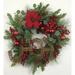 The Holiday Aisle® Twig "Joy" 24" Polyurethane Wreath Most Realistic Faux, Cotton in Brown/Green/Red | 24 H x 24 W x 4 D in | Wayfair