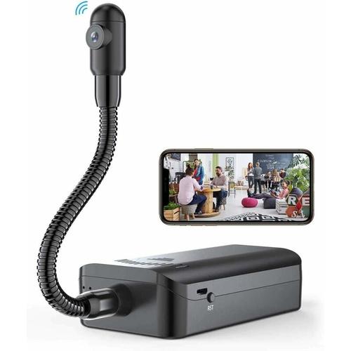 Minikamera mit Metallrohr, Indoor 4K HD WiFi Überwachungskamera mit wiederaufladbarem Akku und