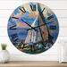 Designart 'Regatta Sailboats Arriving At The Finish III' Nautical & Coastal wall clock