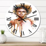 Designart 'Portrait Of African American Girl On White' Glam wall clock