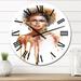 Designart 'Portrait Of African American Girl On White' Glam wall clock