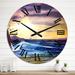 Designart 'Water Sea Sky Sunset Beauty In Nature Waves' Nautical & Coastal wall clock