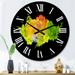 Designart 'Green And Yellow Luxury Abstract Fluid Art I' Modern wall clock