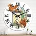 Designart 'Vintage Lamp With Two Squirrels' Vintage wall clock